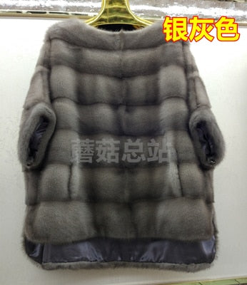 New real mink fur coat women winter thick warm natural fur outerwear genuine leather real fur jacket female pullover