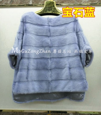 New real mink fur coat women winter thick warm natural fur outerwear genuine leather real fur jacket female pullover
