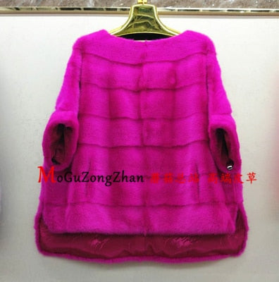 New real mink fur coat women winter thick warm natural fur outerwear genuine leather real fur jacket female pullover