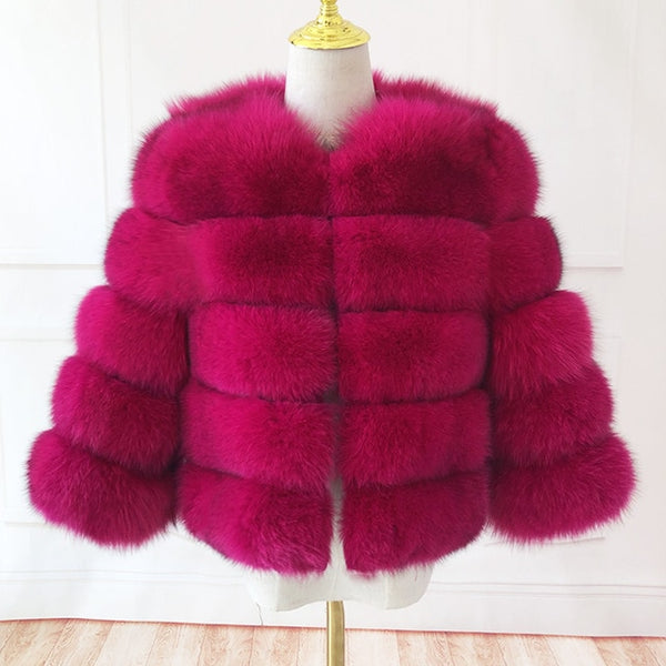 2019 new style real fur coat 100% natural fur jacket female winter warm leather fox fur coat high quality fur vest Free shipping