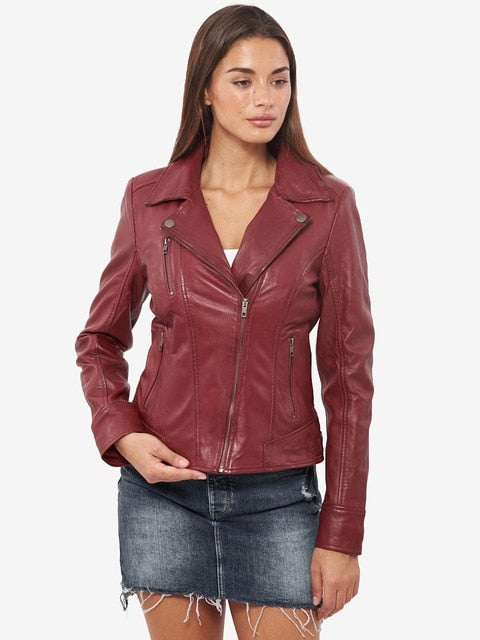 VAINAS European Brand  Women Genuine leather jacket for women Real sheep leather jacket Motorcycle jackets Biker jackets PHEDRA