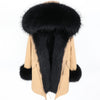 2019 New Winter Women Large Raccoon Fur Collar Hooded  Real Fox Fur Liner Coat Black Army Green Parkas  Outwear Winter Jacket