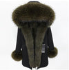 2019 New Winter Women Large Raccoon Fur Collar Hooded  Real Fox Fur Liner Coat Black Army Green Parkas  Outwear Winter Jacket
