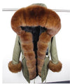 2019 New Winter Women Large Raccoon Fur Collar Hooded  Real Fox Fur Liner Coat Black Army Green Parkas  Outwear Winter Jacket