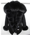 2019 New Winter Women Large Raccoon Fur Collar Hooded  Real Fox Fur Liner Coat Black Army Green Parkas  Outwear Winter Jacket