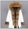 2019 New Winter Women Large Raccoon Fur Collar Hooded  Real Fox Fur Liner Coat Black Army Green Parkas  Outwear Winter Jacket