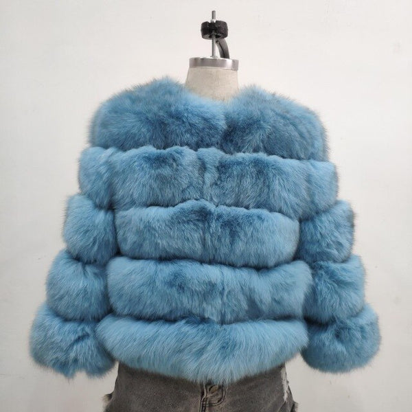 Women Warm Real Fox Fur Coat Short Slim Winter Genuine Fur Jacket Fashion Outwear Luxury Natural Fox Fur Coat For Girls FC-034