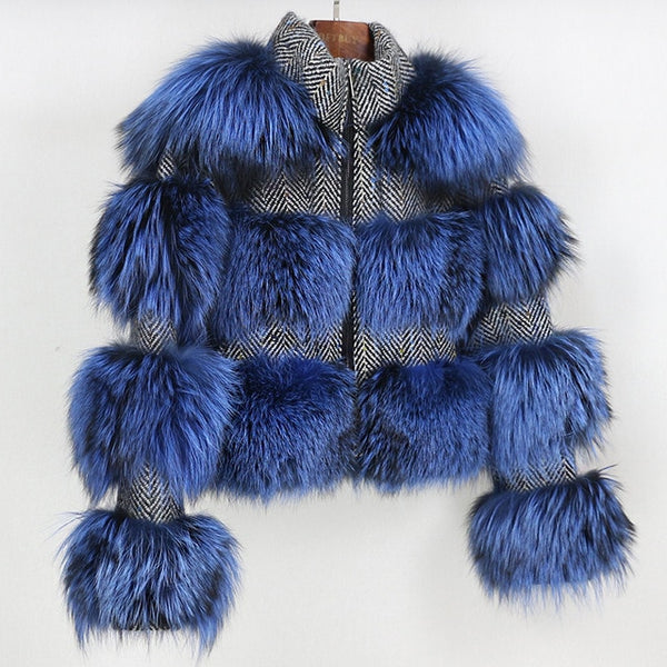 OFTBUY 2019 Winter Jacket Women Parka Real Fur Coat Natural Raccoon Fur Woolen Coat Bomber Jacket Korean Streetwear New Oversize