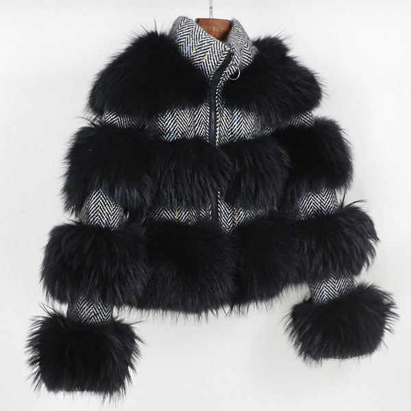 OFTBUY 2019 Winter Jacket Women Parka Real Fur Coat Natural Raccoon Fur Woolen Coat Bomber Jacket Korean Streetwear New Oversize