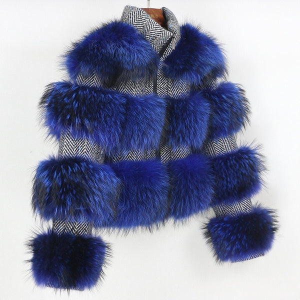 OFTBUY 2019 Winter Jacket Women Parka Real Fur Coat Natural Raccoon Fur Woolen Coat Bomber Jacket Korean Streetwear New Oversize