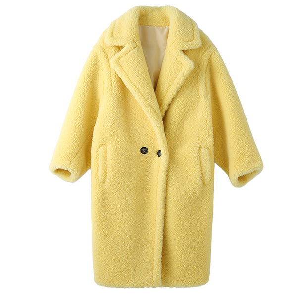 PUDI 2019 new women fashion real sheep fur over coat girl leisure solid teddy color jacket overcoats ct817