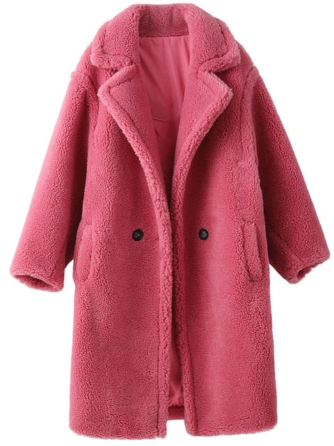 PUDI 2019 new women fashion real sheep fur over coat girl leisure solid teddy color jacket overcoats ct817