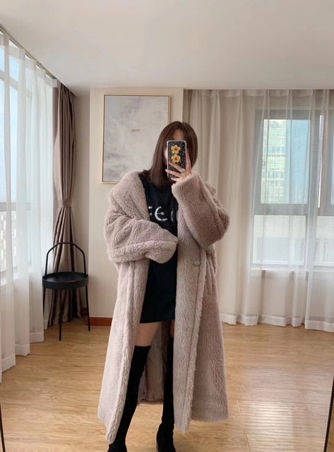 PUDI 2019 new women fashion real sheep fur over coat girl leisure solid teddy color jacket overcoats ct817