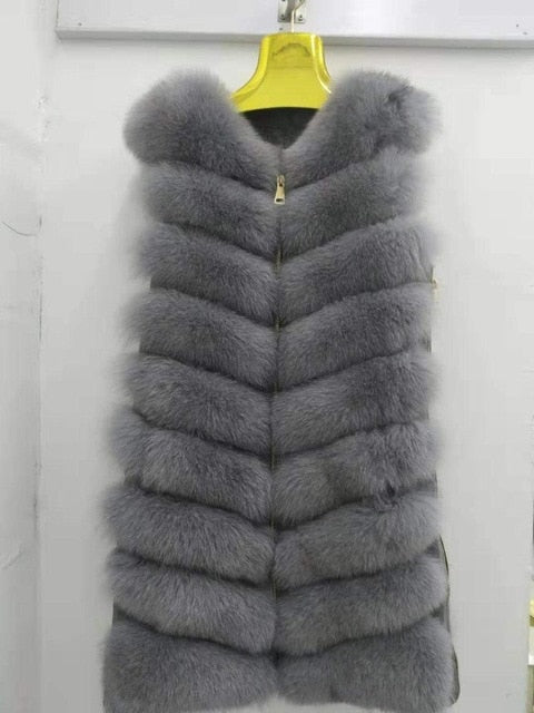 2019 New Women's Winter Real Fox Fur Vest Real Fox Fur Jacket High quality Fashion Warm Sleeveless Zipper Natural Real Fur Coat