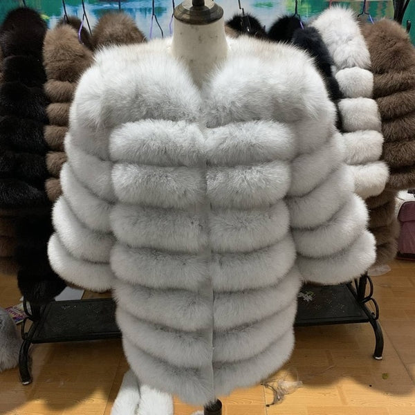 70CM Women Fur Coat Fox Real Natural Winter Genuine Natural Women Fox Fur Coat With Fur Vest Girl Coat Womens Vests Fox Coat DHL