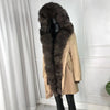 girl parka real fur parka with fox fur big large fox fur collar liner rabbit fur Detachable natural fur coat Female Fox Parkas