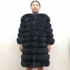 2019 100% Natural Real Fox Fur Coat Women Winter Genuine Vest Waistcoat Thick Warm Long Jacket With Sleeves Outwear Overcoat
