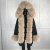 real natural fox fur coat jacket parka with big large fox fur collar and fox fur liner thick warm fashion new waterproof   wome
