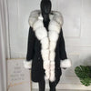 real natural fox fur coat jacket parka with big large fox fur collar and fox fur liner thick warm fashion new waterproof   wome