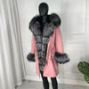 real natural fox fur coat jacket parka with big large fox fur collar and fox fur liner thick warm fashion new waterproof   wome