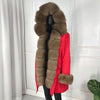 real natural fox fur coat jacket parka with big large fox fur collar and fox fur liner thick warm fashion new waterproof   wome