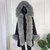 real natural fox fur coat jacket parka with big large fox fur collar and fox fur liner thick warm fashion new waterproof   wome
