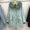 real natural fox fur coat jacket parka with big large fox fur collar and fox fur liner thick warm fashion new waterproof   wome