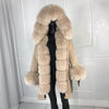 real natural fox fur coat jacket parka with big large fox fur collar and fox fur liner thick warm fashion new waterproof   wome