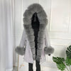 real natural fox fur coat jacket parka with big large fox fur collar and fox fur liner thick warm fashion new waterproof   wome