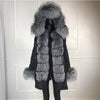 real natural fox fur coat jacket parka with big large fox fur collar and fox fur liner thick warm fashion new waterproof   wome