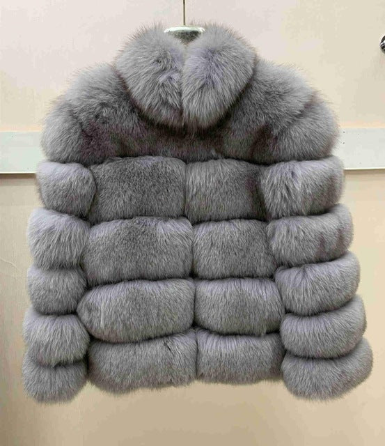 New brand winter true natural fox fur coat thick silver fox women's jacket fox fur coat collar