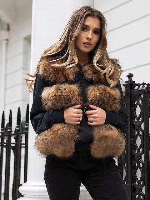 QIUCHEN PJ8051 real raccoon fur women winter short vest real fur thick fur hot sale model Fast free shipping