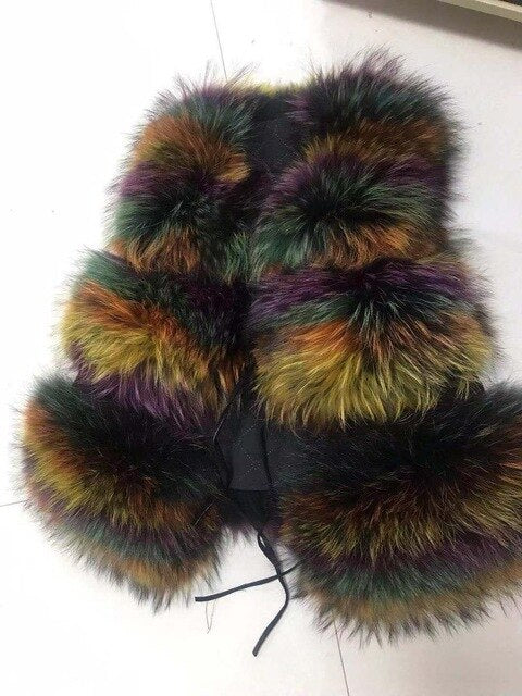 QIUCHEN PJ8051 real raccoon fur women winter short vest real fur thick fur hot sale model Fast free shipping