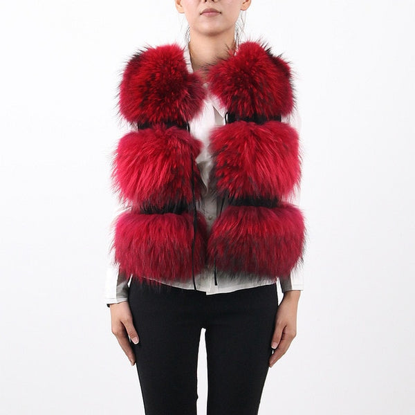 QIUCHEN PJ8051 real raccoon fur women winter short vest real fur thick fur hot sale model Fast free shipping