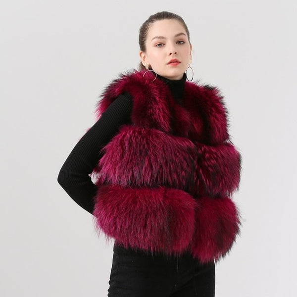 QIUCHEN PJ8051 real raccoon fur women winter short vest real fur thick fur hot sale model Fast free shipping
