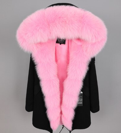 2019 women's clothing winter thick streetwear fox fur collar with faux fur liner long parka warm winter jacket real fur coat