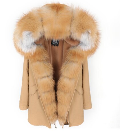 2019 women's clothing winter thick streetwear fox fur collar with faux fur liner long parka warm winter jacket real fur coat