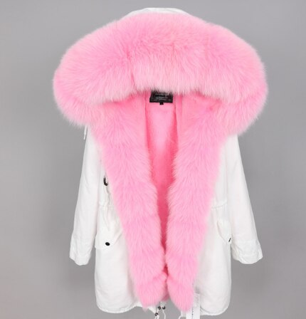 2019 women's clothing winter thick streetwear fox fur collar with faux fur liner long parka warm winter jacket real fur coat