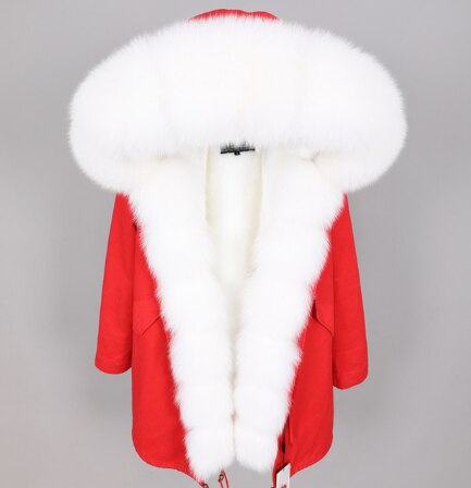 2019 women's clothing winter thick streetwear fox fur collar with faux fur liner long parka warm winter jacket real fur coat
