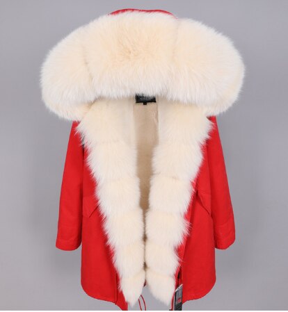 2019 women's clothing winter thick streetwear fox fur collar with faux fur liner long parka warm winter jacket real fur coat