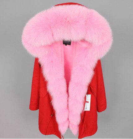 2019 women's clothing winter thick streetwear fox fur collar with faux fur liner long parka warm winter jacket real fur coat