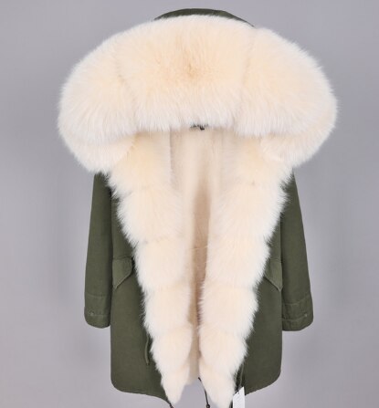 2019 women's clothing winter thick streetwear fox fur collar with faux fur liner long parka warm winter jacket real fur coat