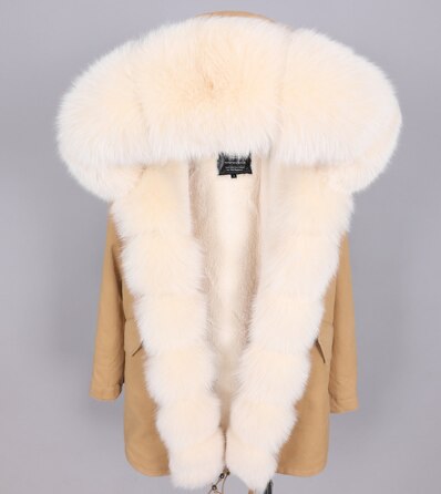 2019 women's clothing winter thick streetwear fox fur collar with faux fur liner long parka warm winter jacket real fur coat