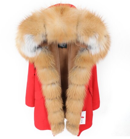 2019 women's clothing winter thick streetwear fox fur collar with faux fur liner long parka warm winter jacket real fur coat