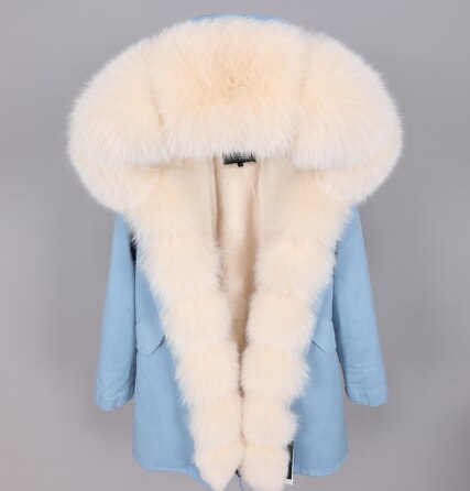 2019 women's clothing winter thick streetwear fox fur collar with faux fur liner long parka warm winter jacket real fur coat