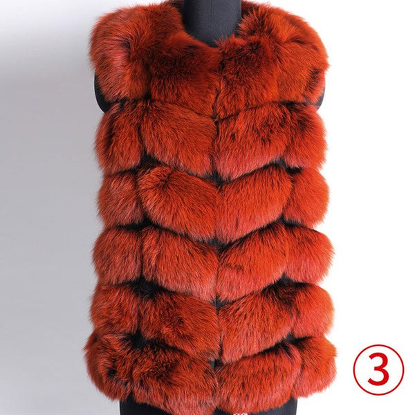 Maomoakong2019 fashion new style Real fox coat Slim round neck Winter women's natural fur jacket Coat vest girl leather