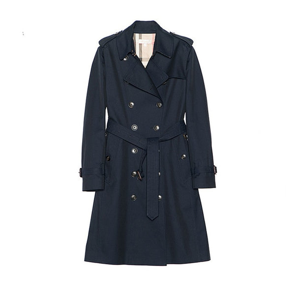 AIGYPTOS 2019 autumn new long windbreaker women's double-breasted belt British cotton jacket waterproof and anti-fouling