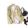 AMOR LIVE Cashmere Elegant Faux Fur Coat For Women Warm Soft Fur Jacket Female Plush Overcoat Pocket Casual Chic Splice Coat