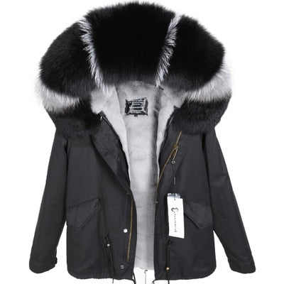 NEW 2019 real raccoon fur collar hooded winter jacket women parka fur coat fashion Thick Warm Streetwear