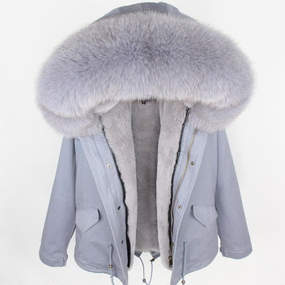 NEW 2019 real raccoon fur collar hooded winter jacket women parka fur coat fashion Thick Warm Streetwear